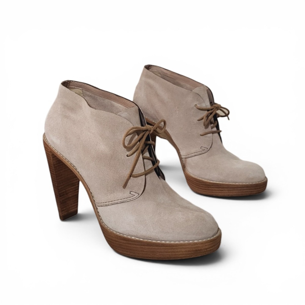 Cole Haan- Air Womens 8.5 B Suede STEPHANIE High Heel Lace Up Boots D34581 Shoes